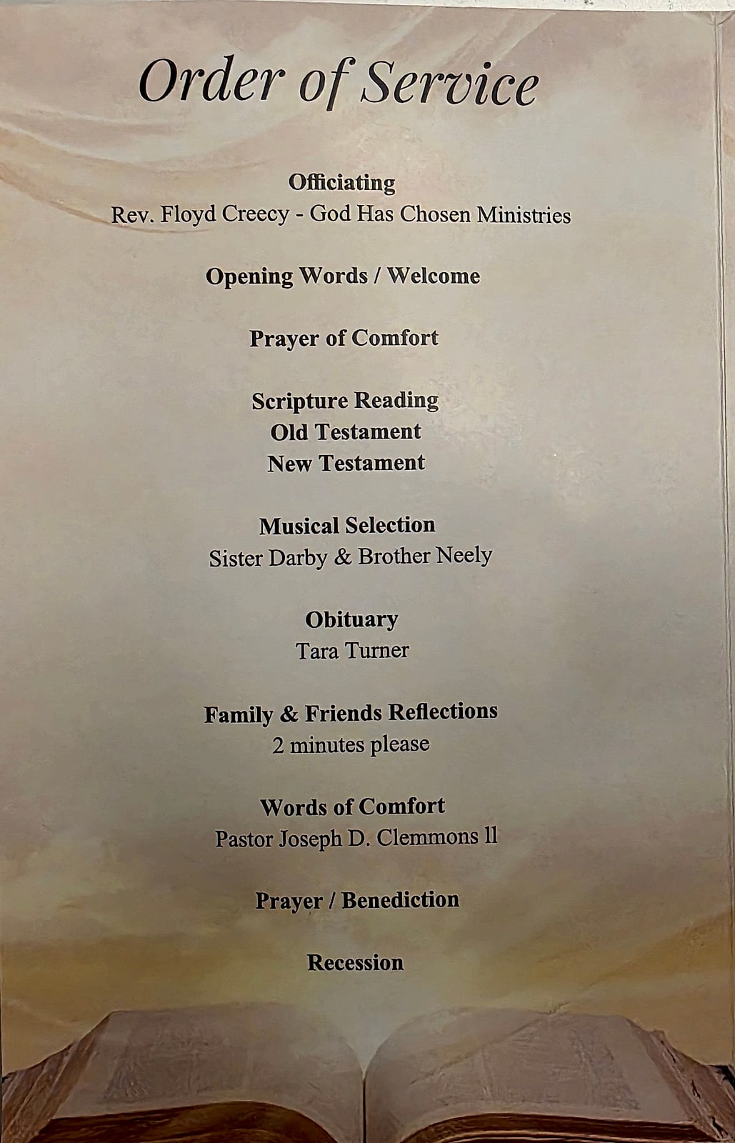 Order of service